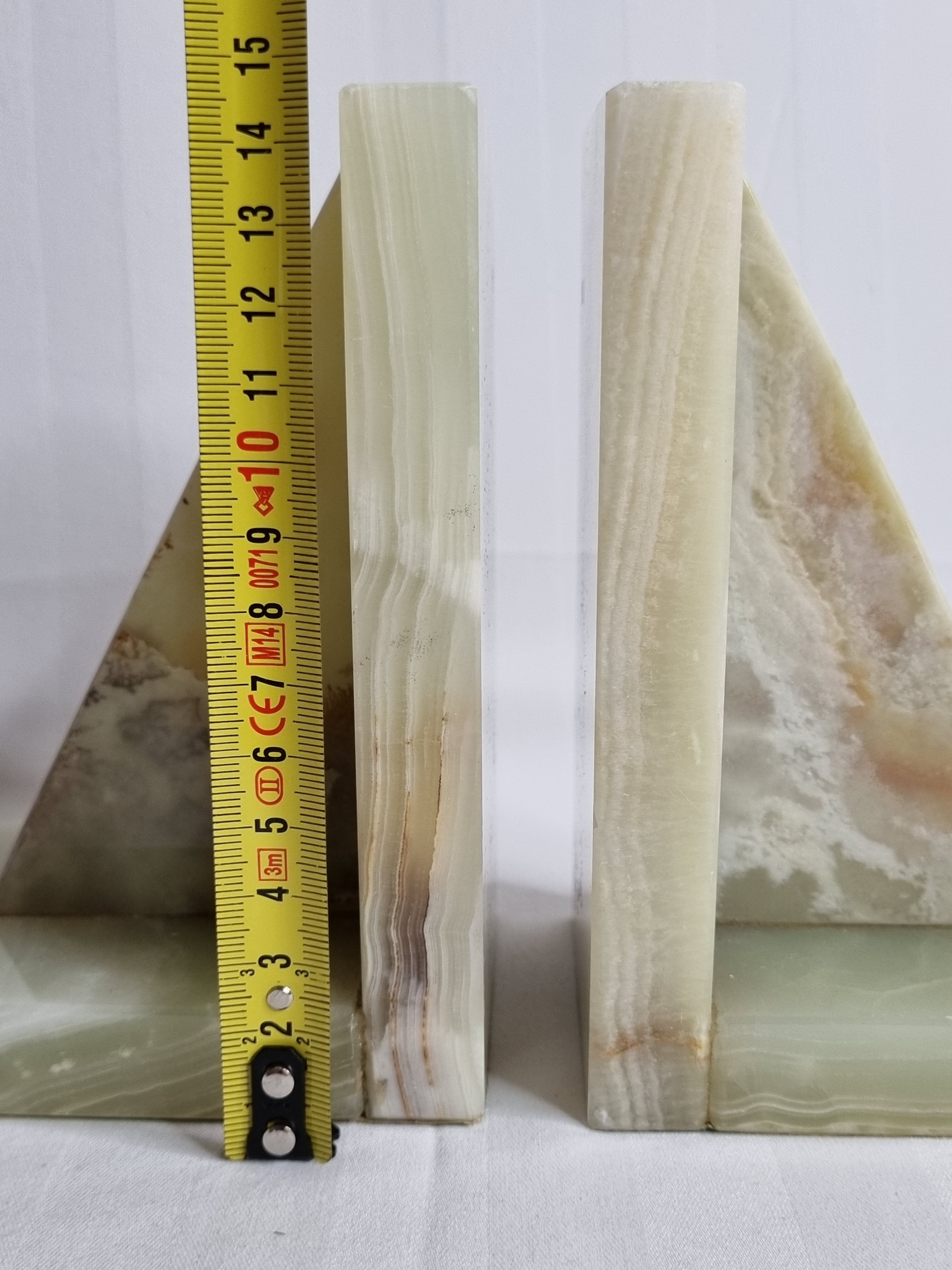Pair of vintage onyx bookends, 70s, 14.5 cm