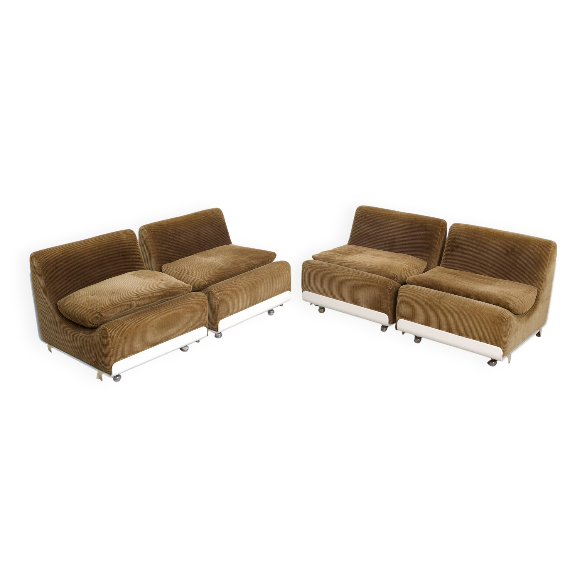 Set of 4 "Orbis" velvet armchairs by Luigi Colani for Colani