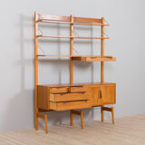 Rival 2 bay teak wall unit with 3 cabinets and 5 shelves by Brodrene Jatogs Norway, Kjell Riise, 196