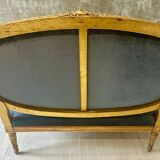Banquette en bois doré sculpté et mouluré de style Louis XVI Époque XIX eme siècle