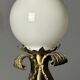 Midcentury brutalist wrought iron and opaline table lamp, Spain ca 1960s