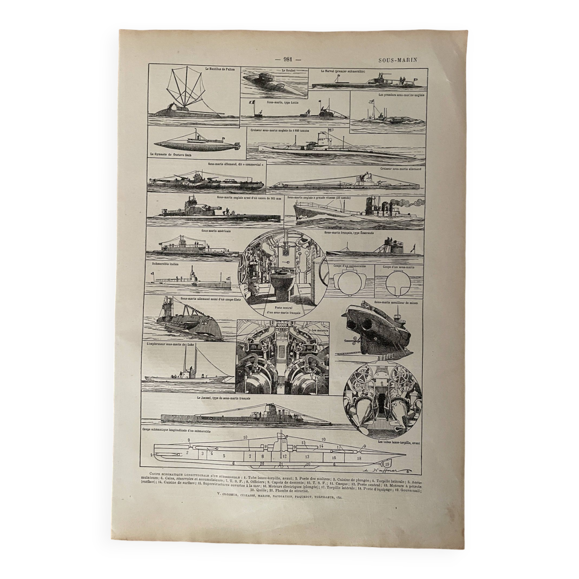 Lithograph on submarines - 1920