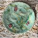 Antique dessert plate, Terre de Fer earthenware, barbotine, bird decor