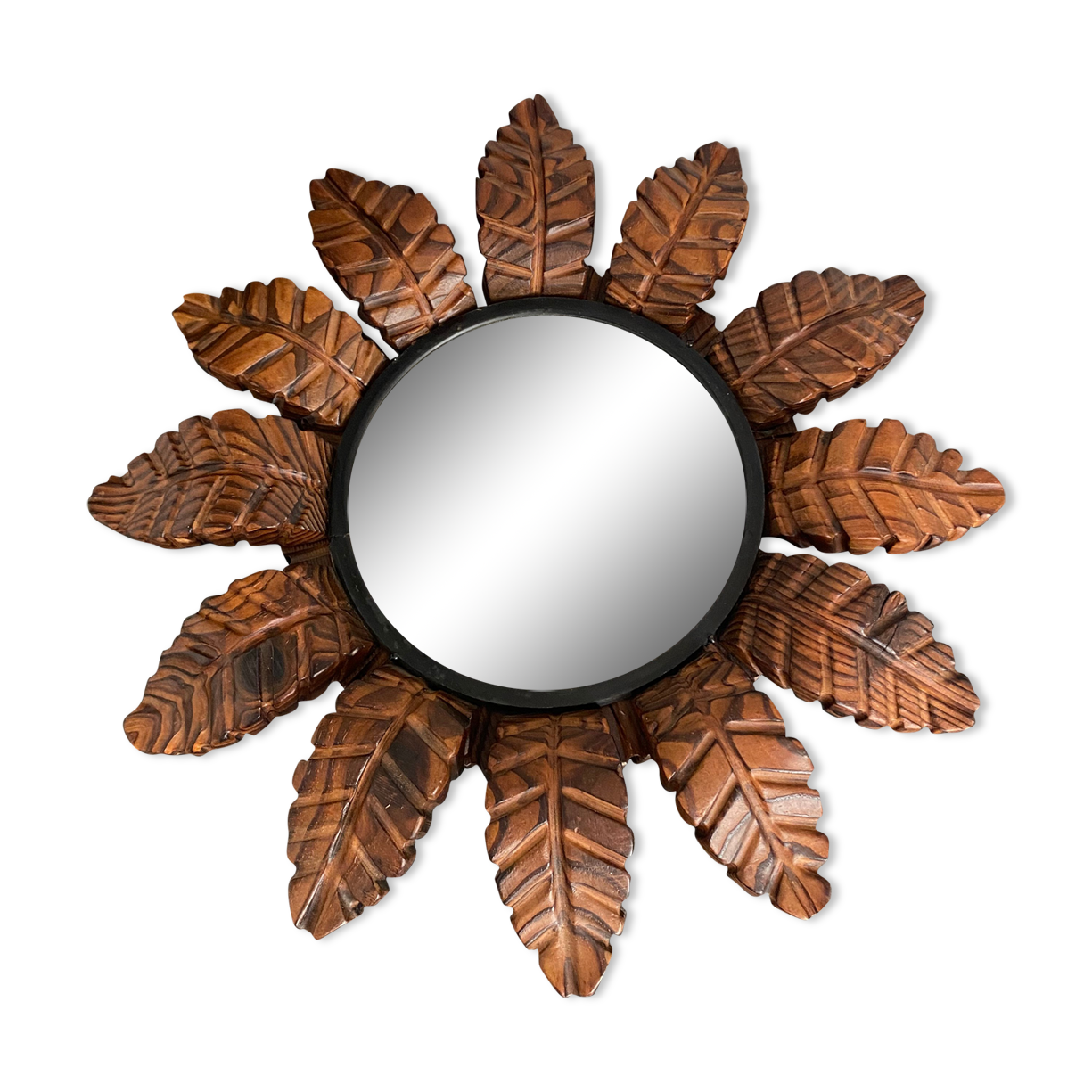 Miroir soleil bois sculpté vintage