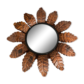 Vintage carved wood sun mirror