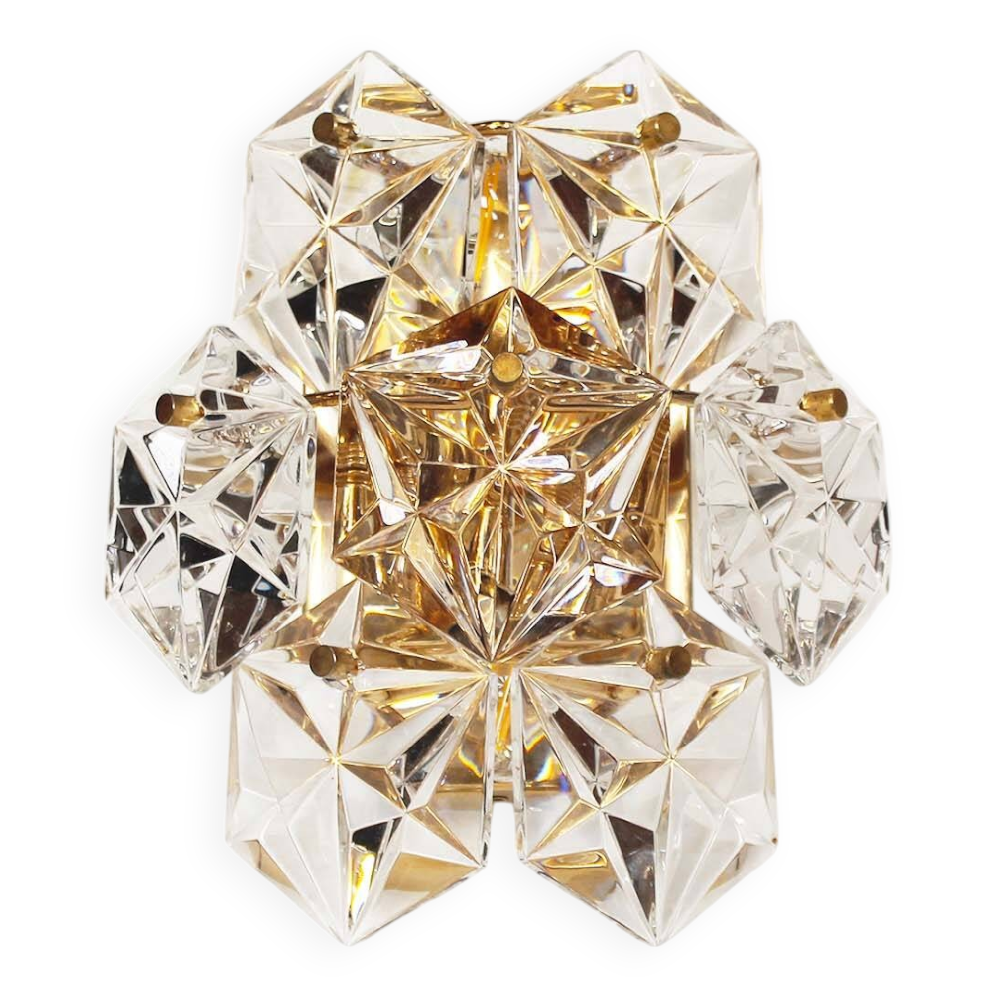 Polished brass and crystal glass wall lamp by Kinkeldey, Germany 1970’s