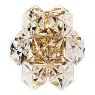 Applique en laiton poli et cristal de Kinkeldey, Allemagne, années 1970