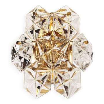 Polished brass and crystal glass wall lamp by Kinkeldey, Germany 1970’s