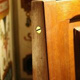 Vintage Italian Modern High Back Bench in Wood, 1950s