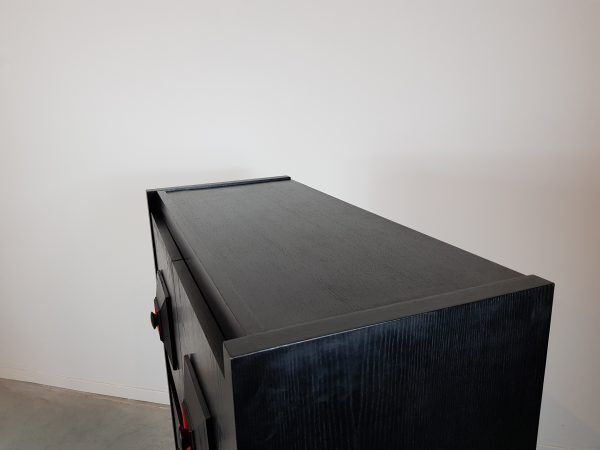 Black and red wooden brutalist bar