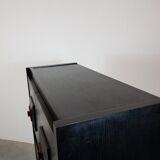 Black and red wooden brutalist bar