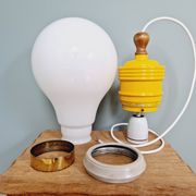 Opaline bulb pendant light, Metalarte, 1980s