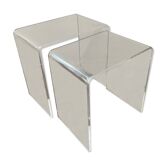 Duo de tables gigognes en plexiglas années 70