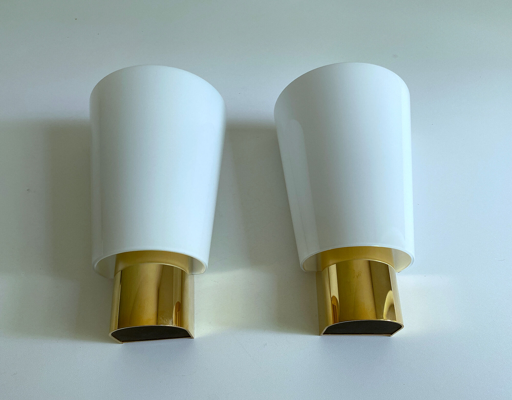 Pair Vintage Wall Lamp Limburg, Golden Brass Glass, 70s
