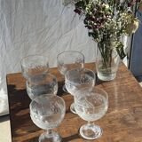 5 vintage fruit pattern glass ice cream cups