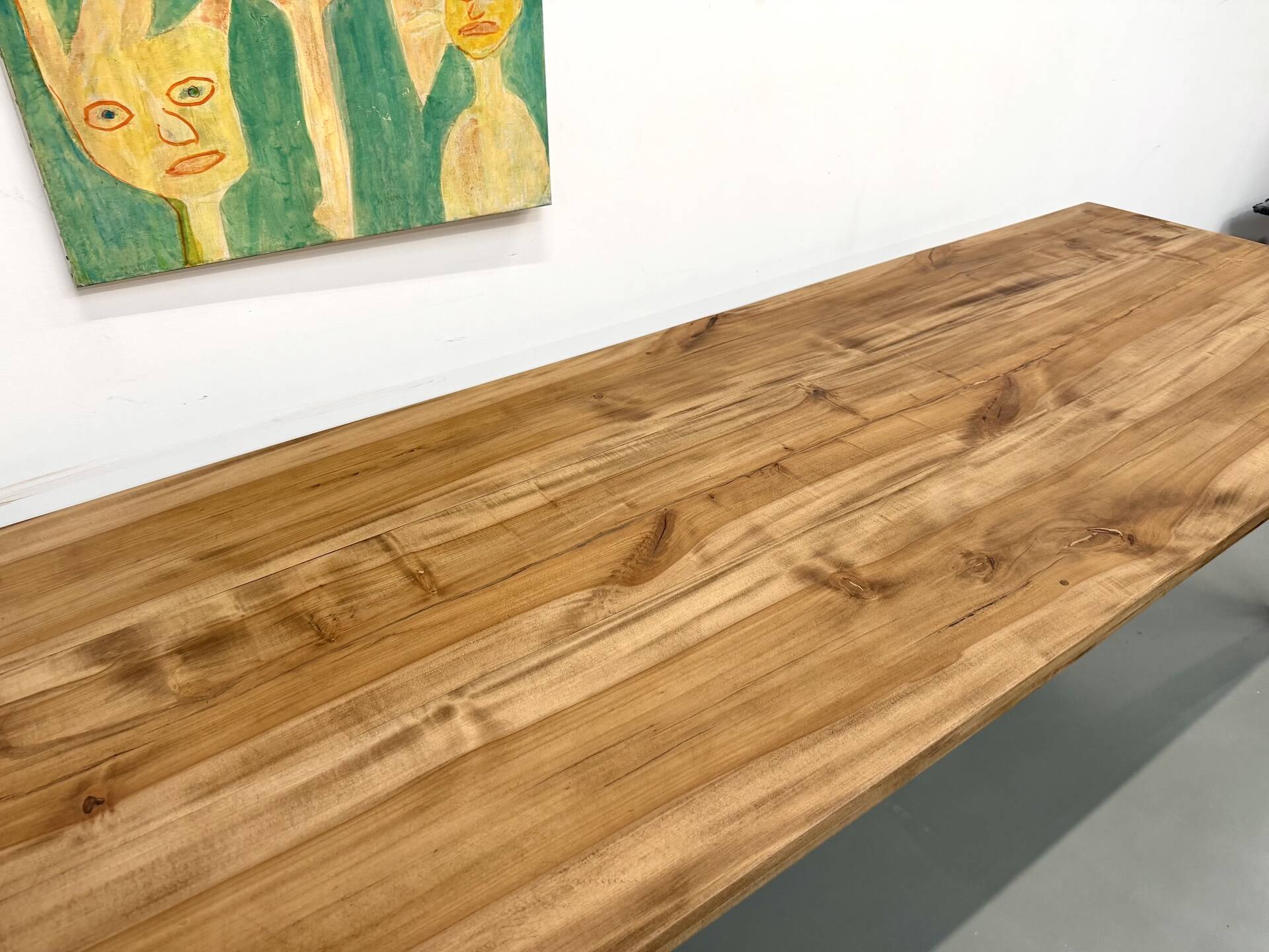 XXL solid walnut table with tapered legs