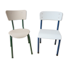 Duo of restored vintage school chairs