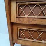 Commode bois et rotin vintage