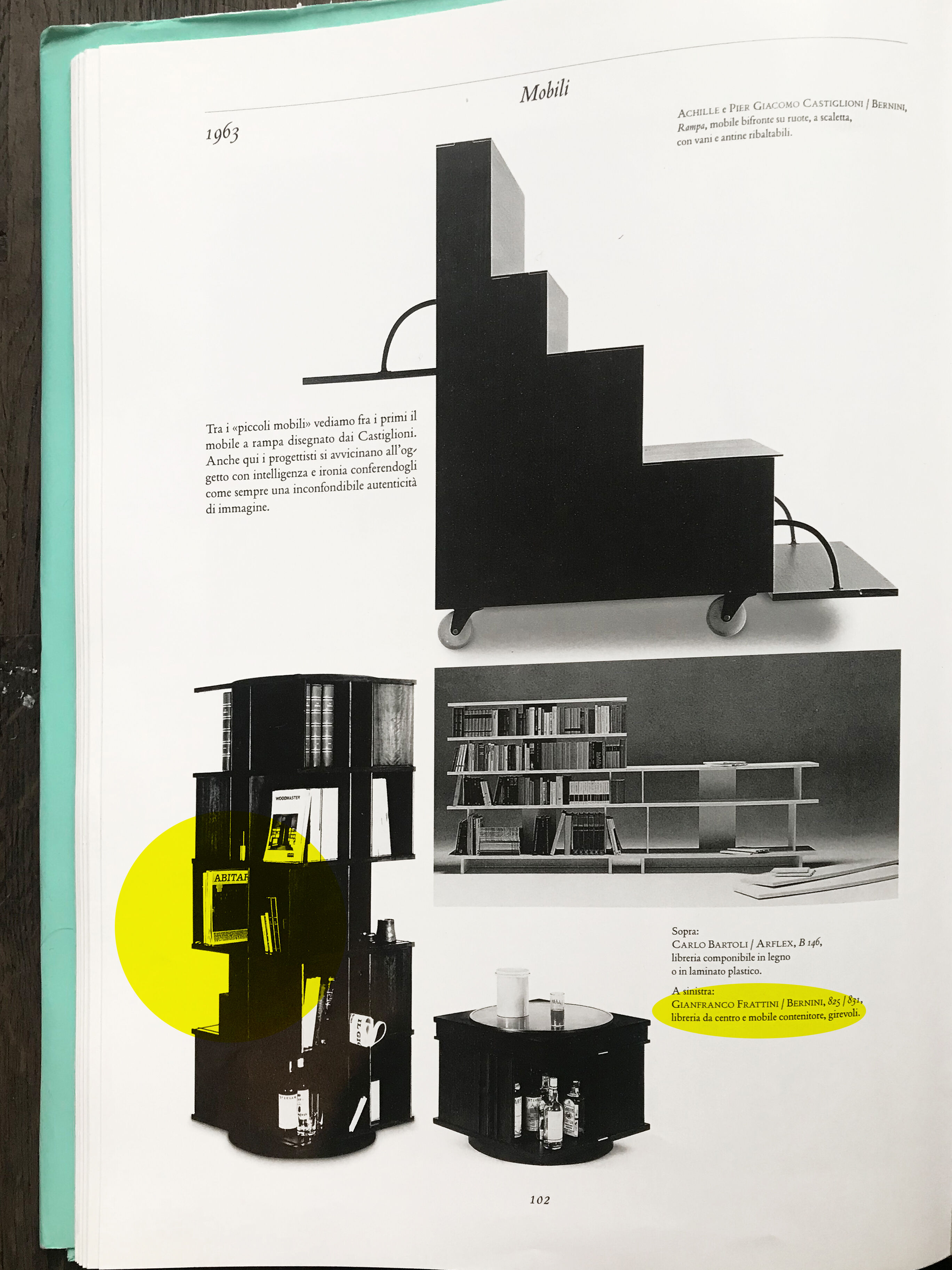 Gianfranco Frattini for Bernini swivel bookcase model 823 , Italy 1963