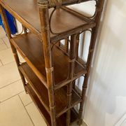 Shelf on rattan and bamboo legs from the 70s