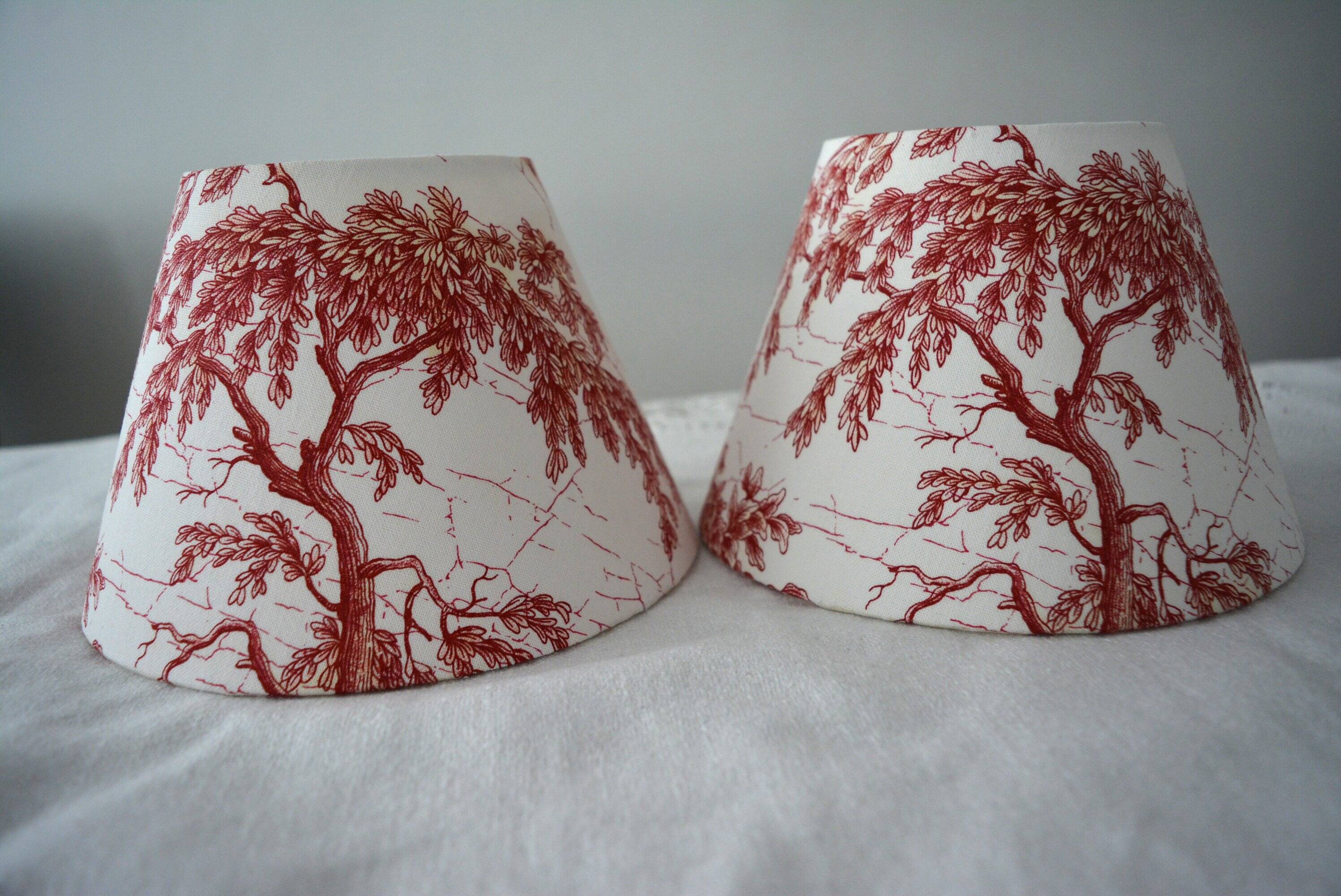 Pair of jouy bordo canvas lampshades