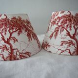 Pair of jouy bordo canvas lampshades