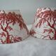 Pair of jouy bordo canvas lampshades