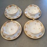 Set of 4 tea or coffee cups in Limoges porcelain