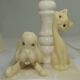 Marble table lamp/animal decor/dog and cat/vintage