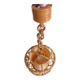 1960s Hand-Crafted Mid-Century Bamboo and Rattan Pendant Lamp, France