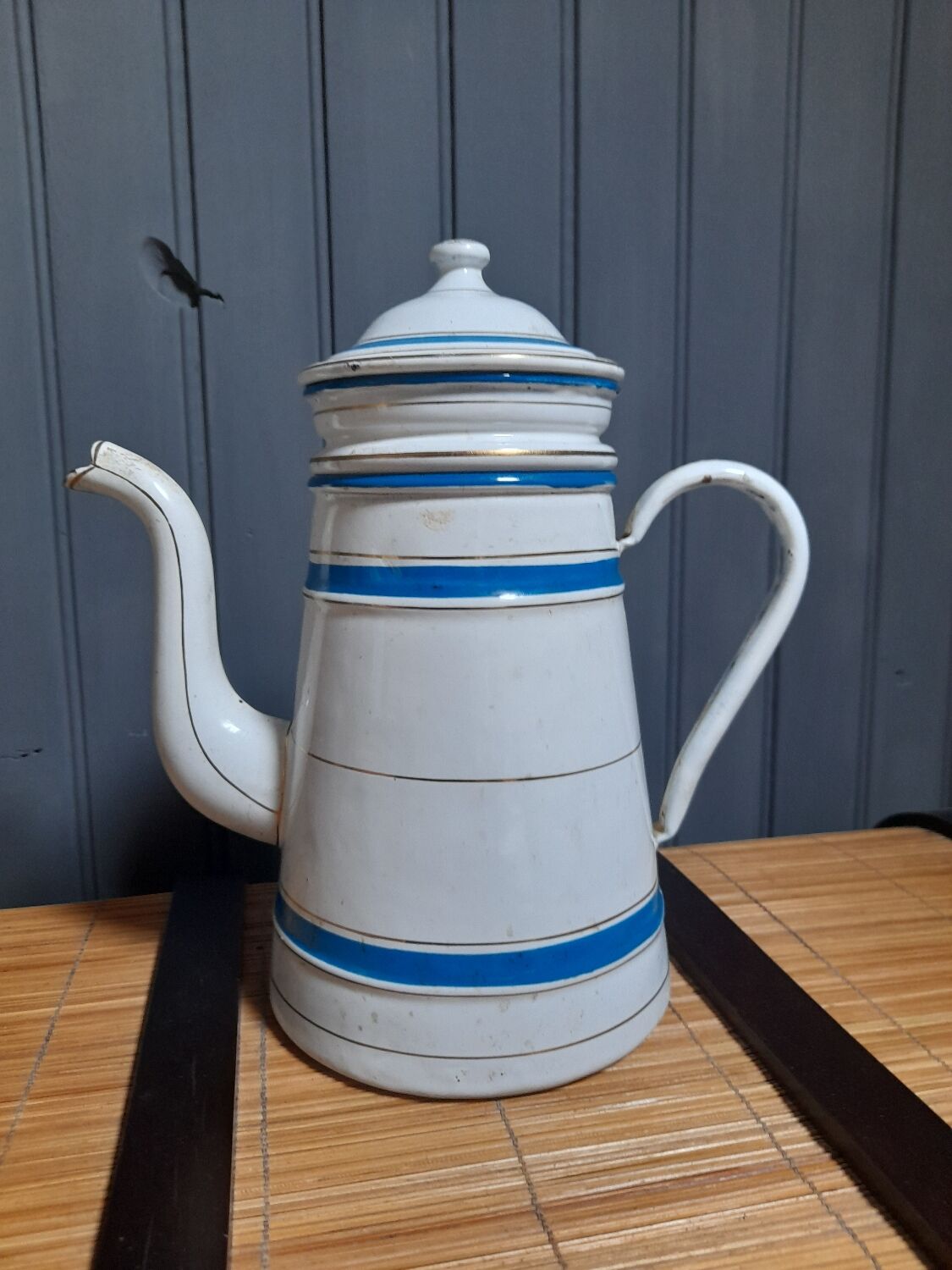 Old enameled coffee pot