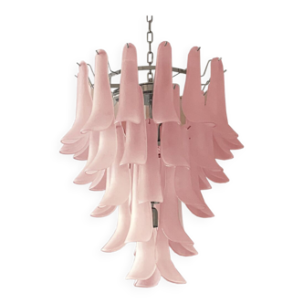 Frosted pink “selle” murano glass cascade chandelier