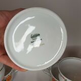 11 cups coffee and sugar pot décor lotus orange 70s