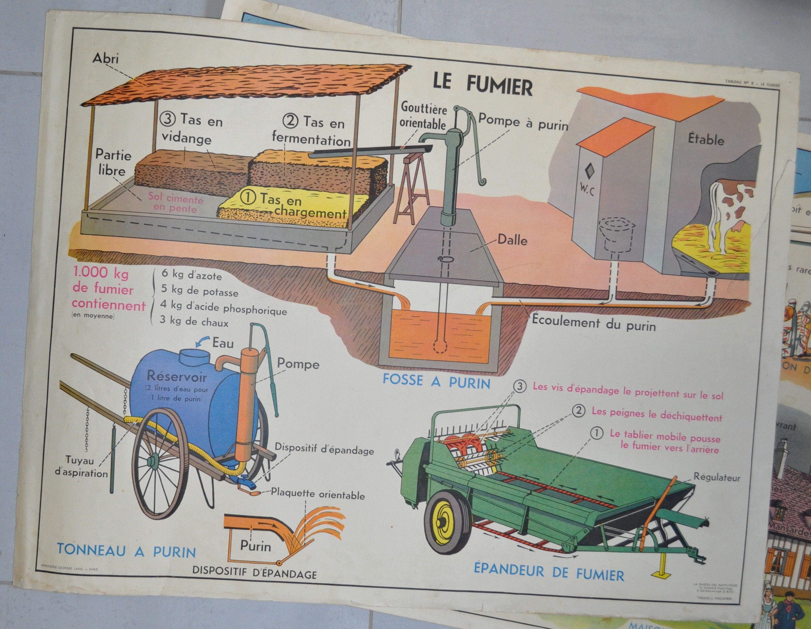 Educational poster of Anscombre/Lang Paris farm animals
