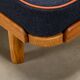 Scandinavian Daybed in Oak and dark Blue bouclé fabric with Leather accents