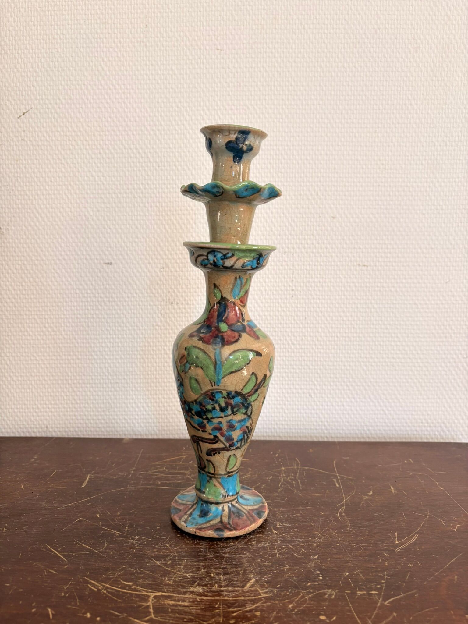 Ancient Ceramic Candle Holder Terracotta Persian Bird Torch Persian