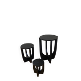 Three wooden side tables
