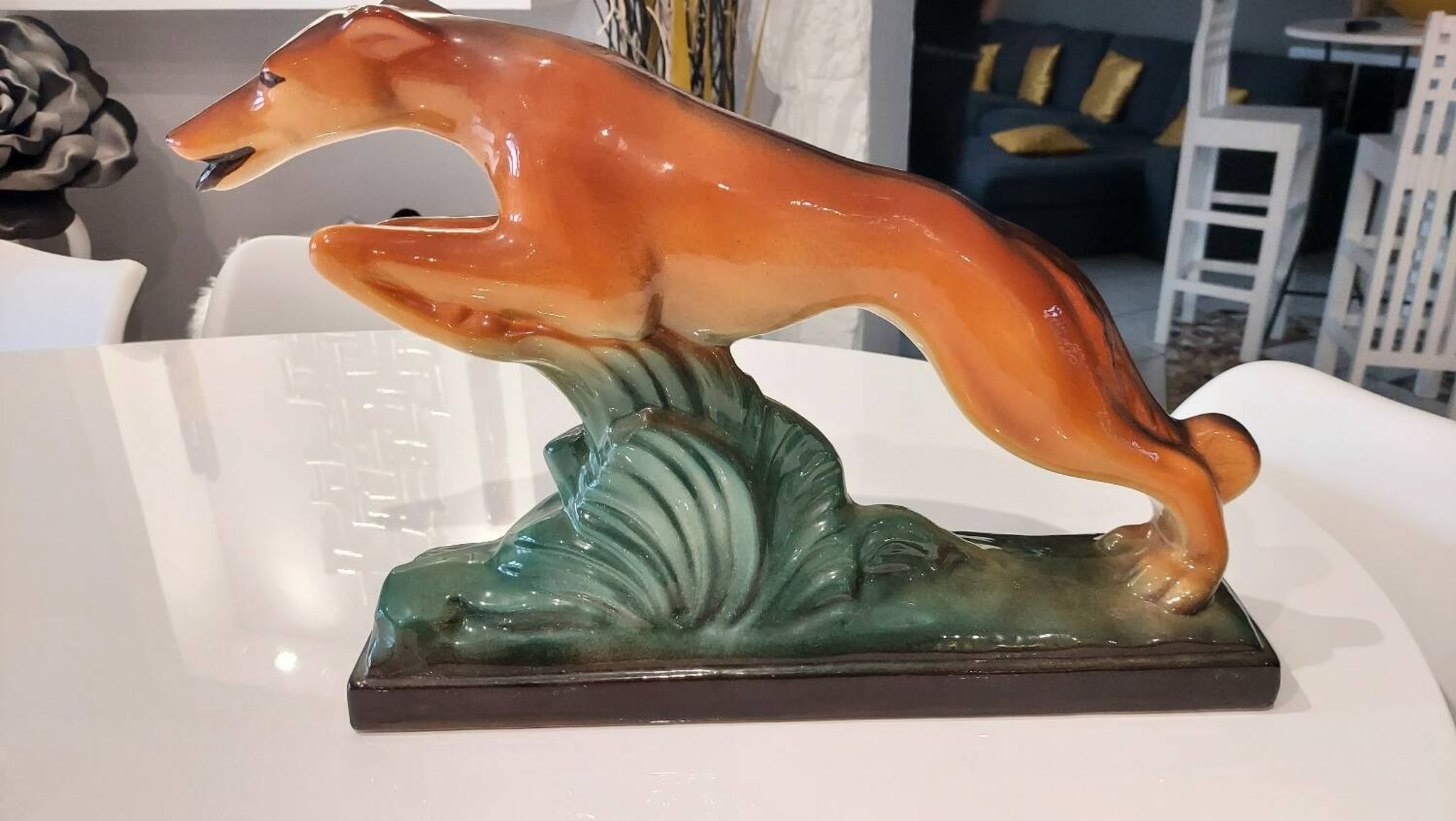 Sculture ceramique lévrier art déco années 1930
