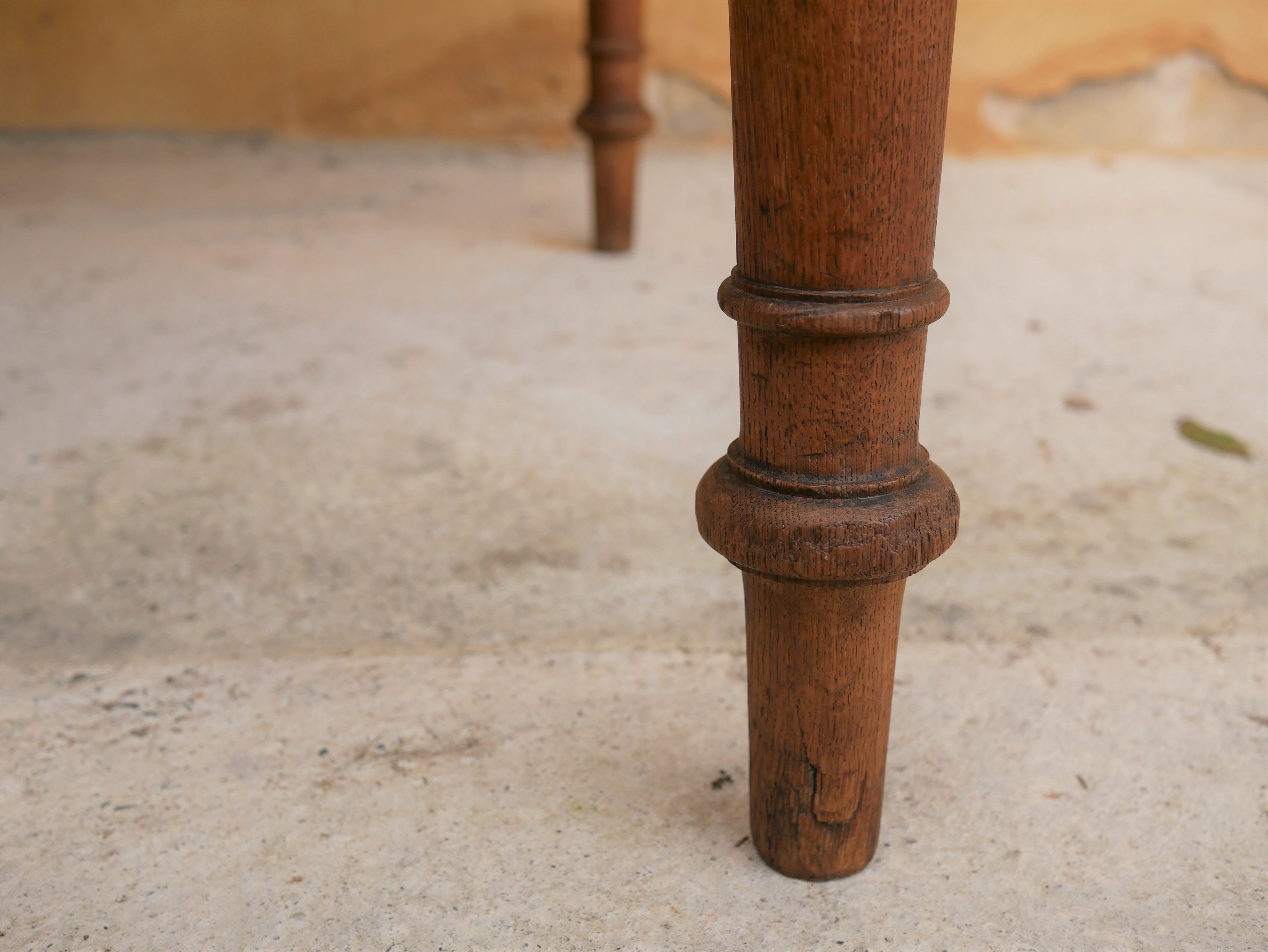 Vintage wooden and leather desk dining table