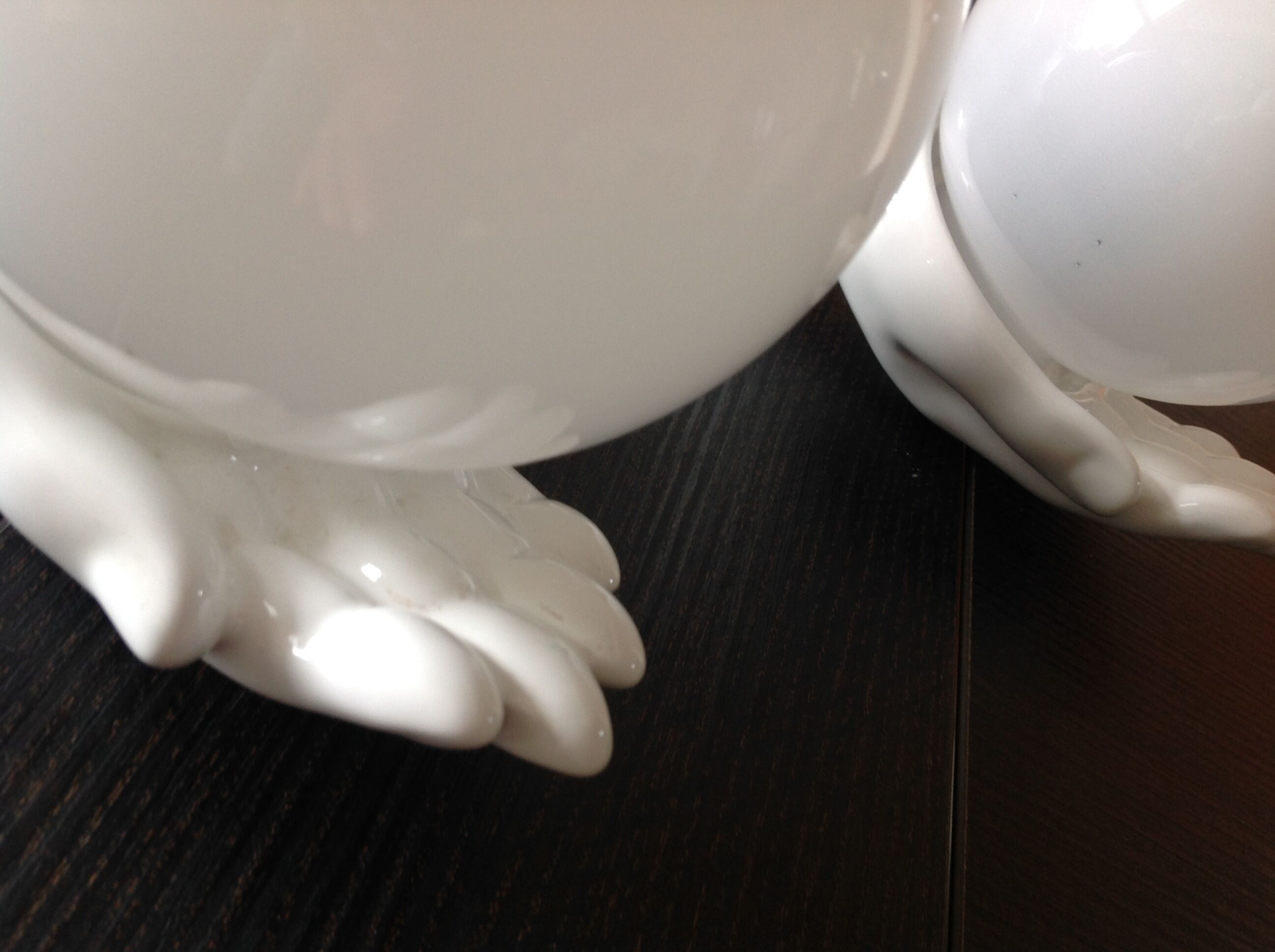 Pair of hand ceramic and opaline wall lamps vintage