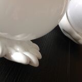 Pair of hand ceramic and opaline wall lamps vintage