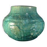 Lion vase, art deco, Bouffioulx stoneware, Roger Guérin, circa 1930