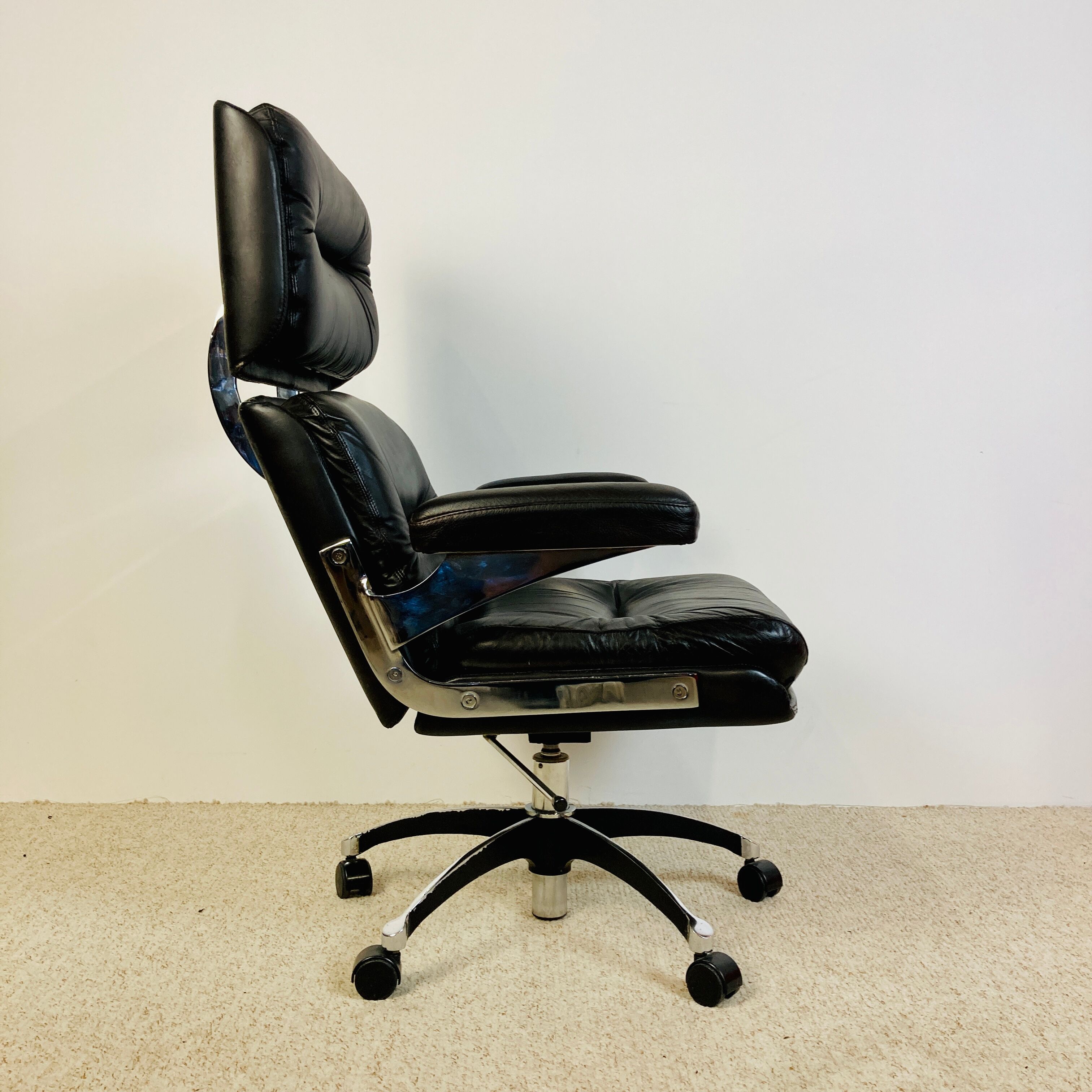 Leather office chair, martin Stoll design, 1970