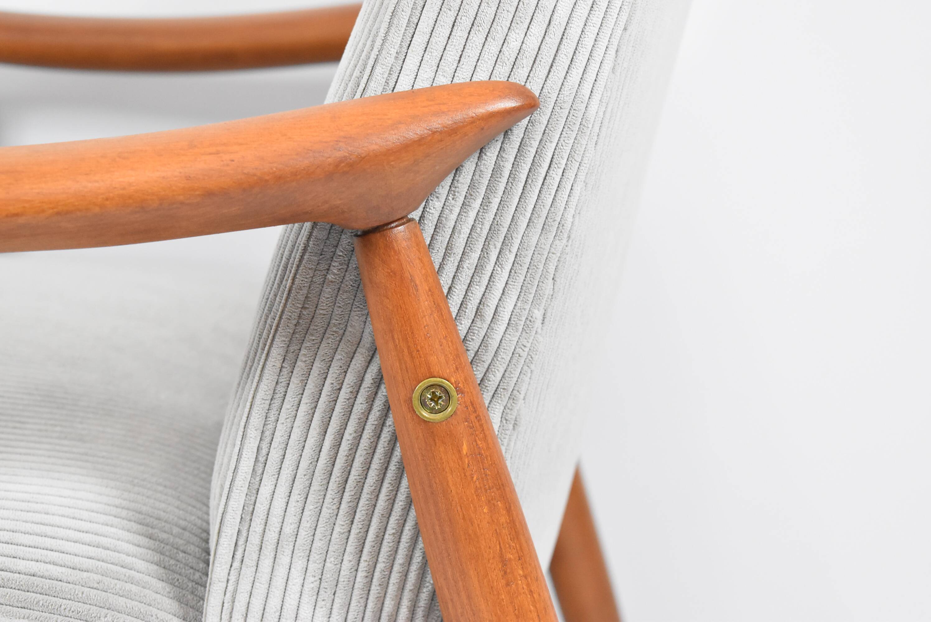 Famous Vintage armchair "Kedzior", fully restored, Grey CORD