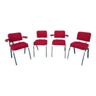 Lot de 4 chaises sixties Flambo