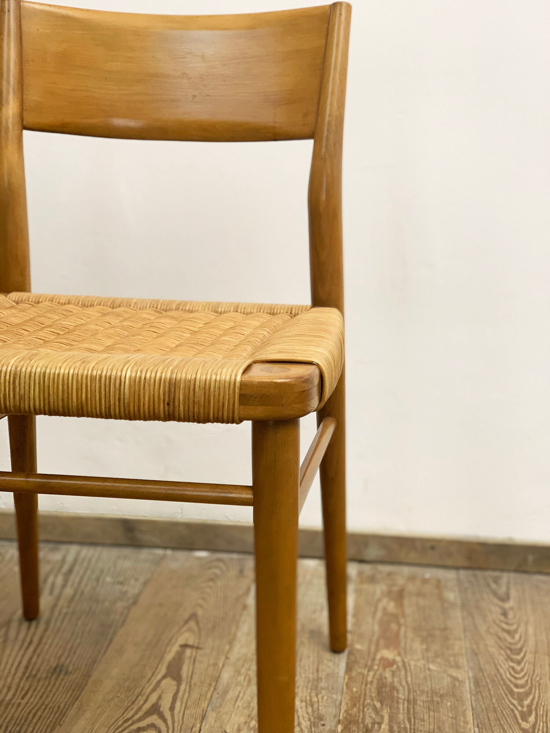 Mid century cherry wood dining chairs by Georg Leowald for Wilkhahn, Set of 4, Germany,1950s