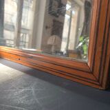 Large rectangular antique wall mirror in vintage wood, 1930