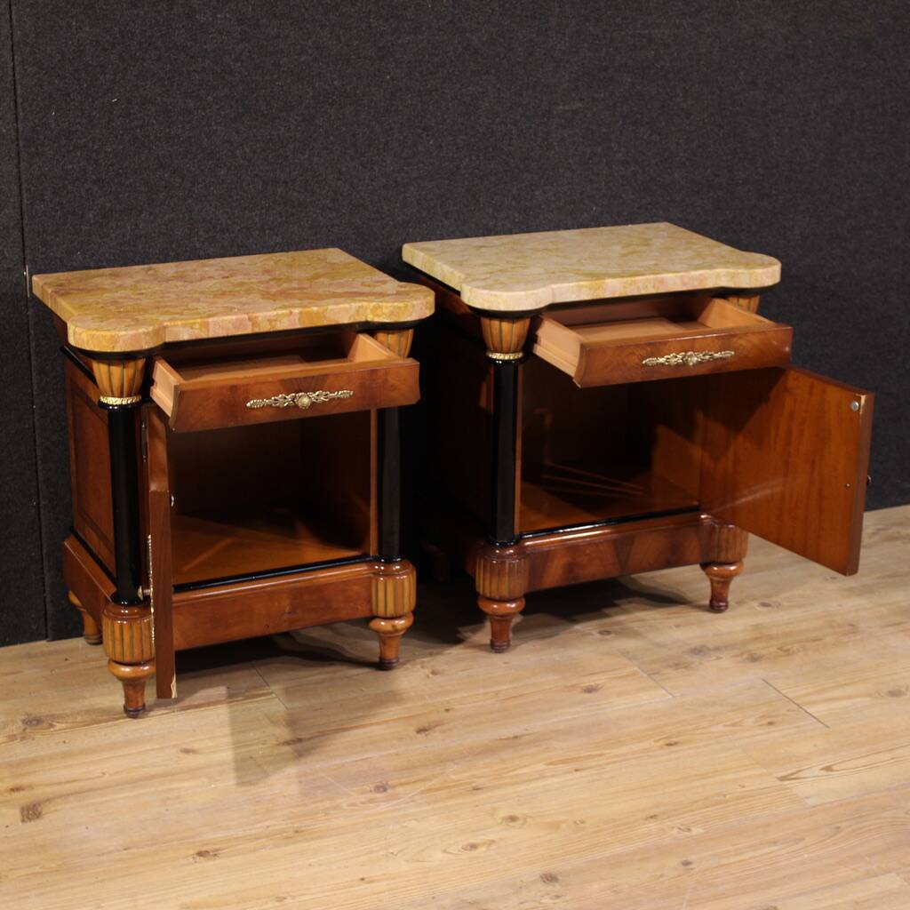 Pair of 20th-century Italian bedside tables with marble top