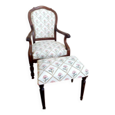 Fauteuil voltaire et son ottoman