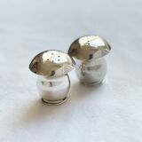 Paire de salière et poivrier en argent 800 en forme de champignon